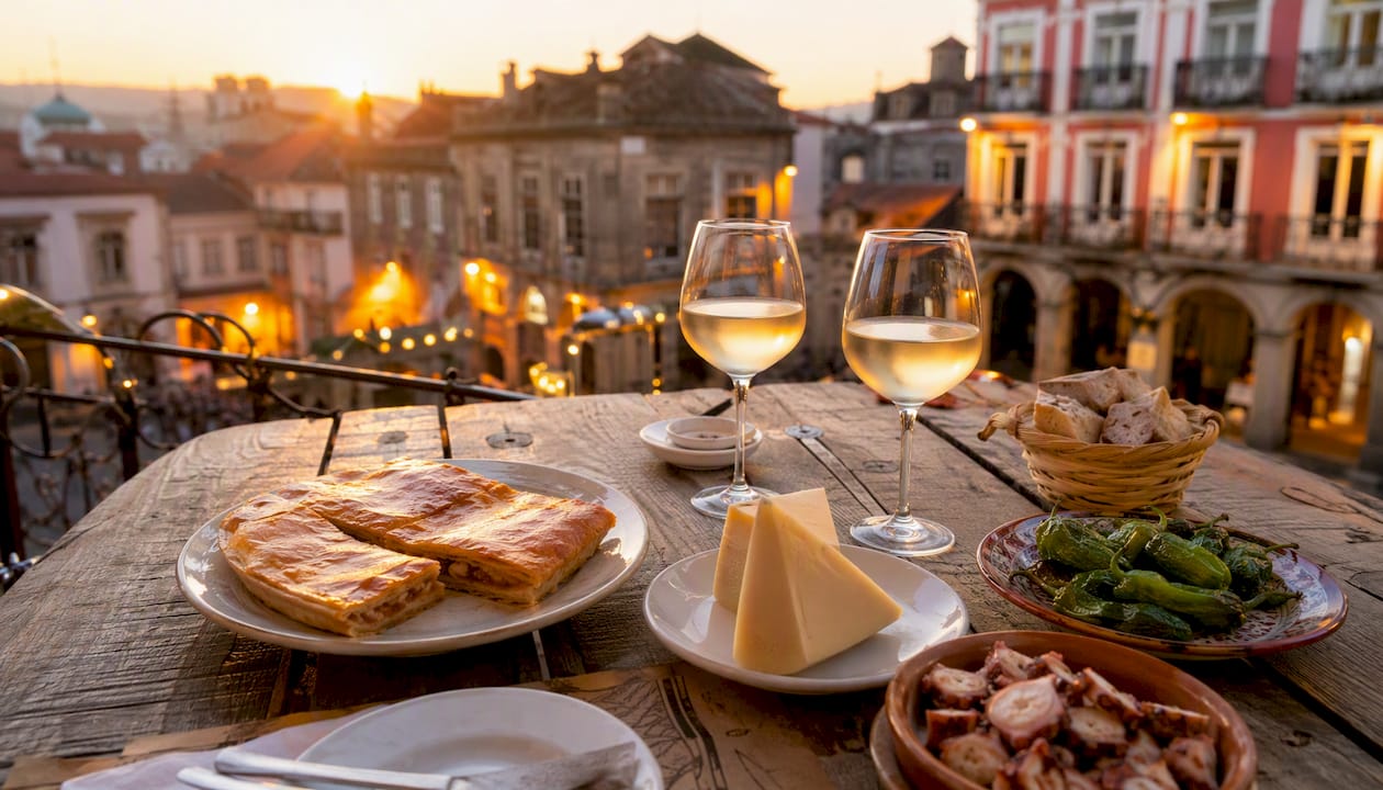 Disfruta de unas tapas tradicionales en la terraza de la Plaza do Campo.