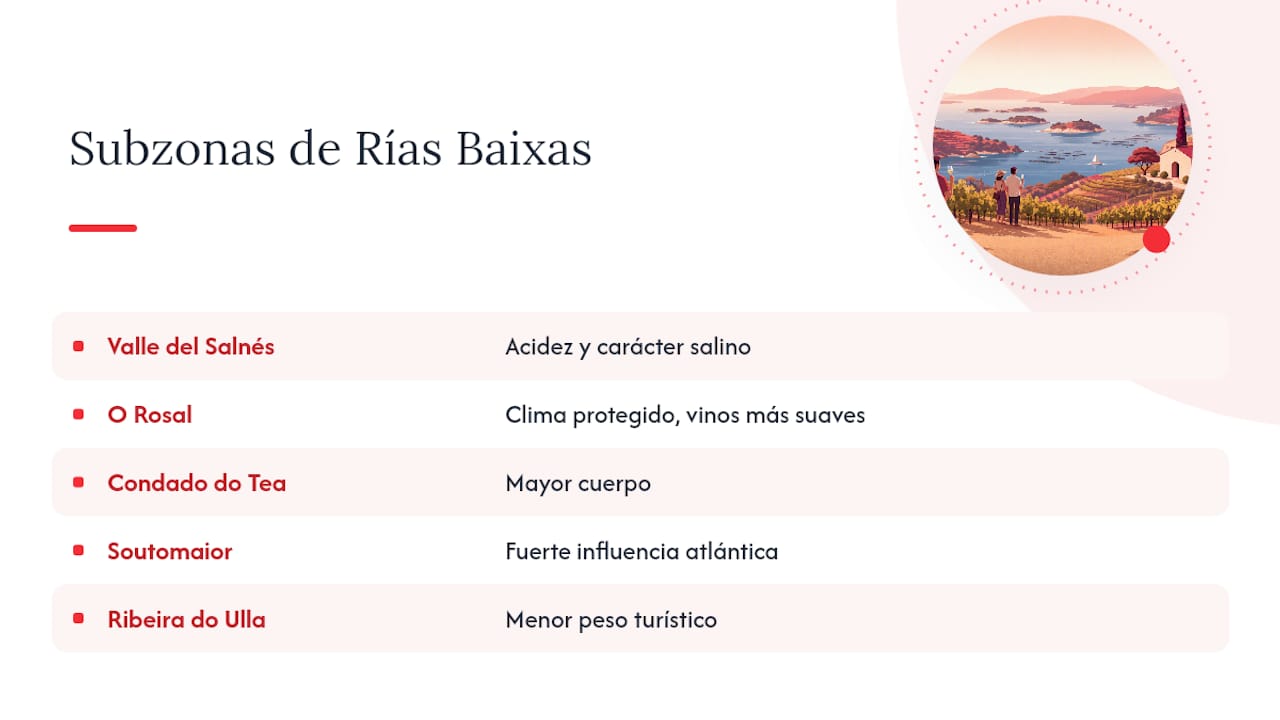 Mapa con las cinco subzonas de Rías Baixas