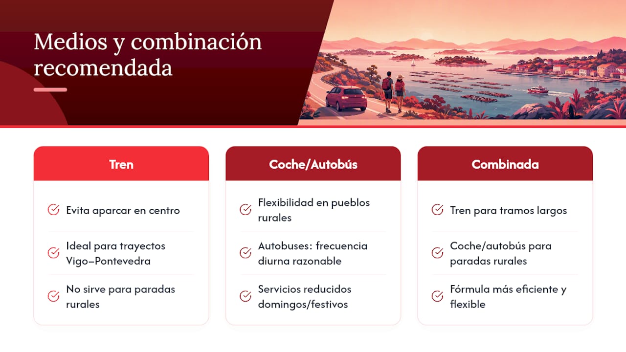 Opciones de transporte combinadas por las Rías Baixas