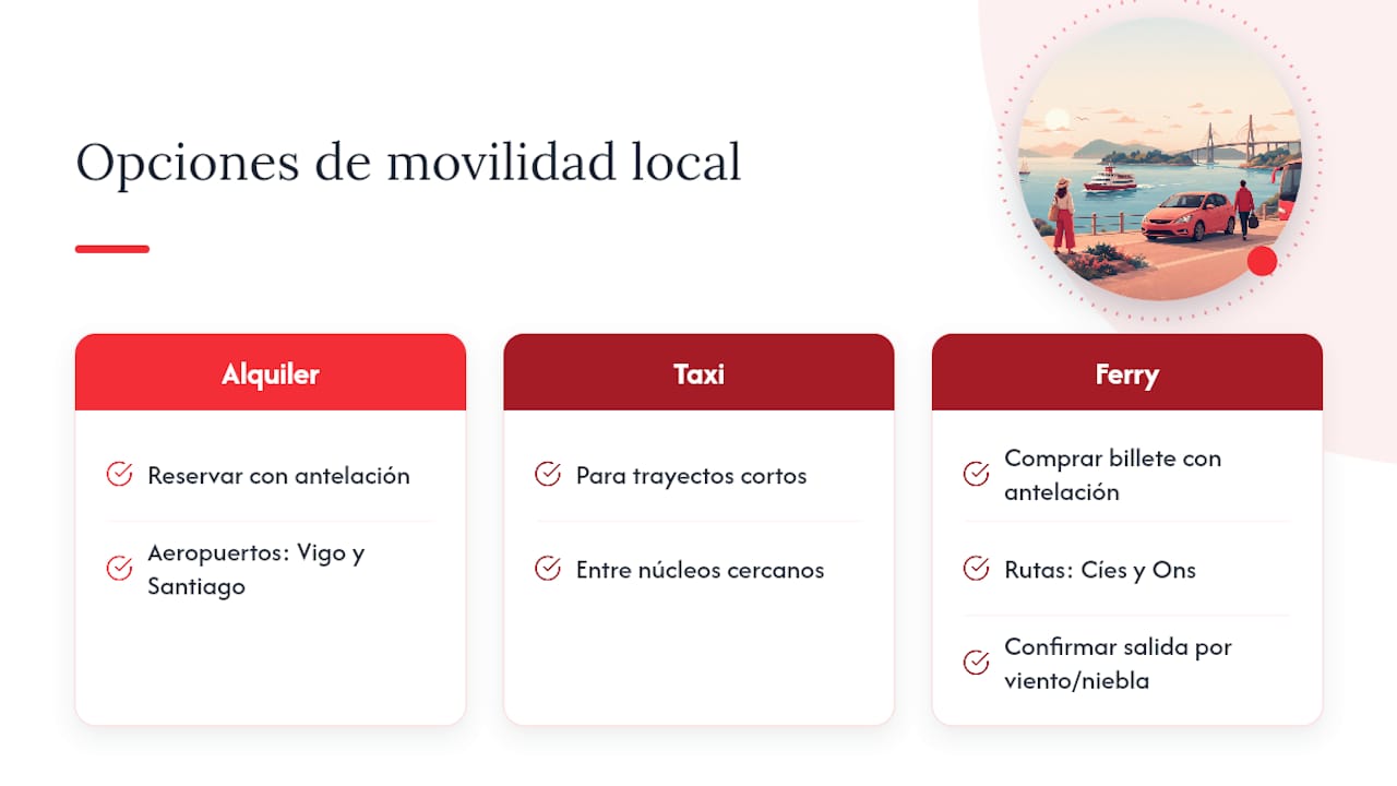 Opciones de transporte local en el destino