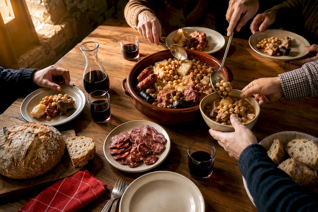 Mesa repleta de comida del Carnaval