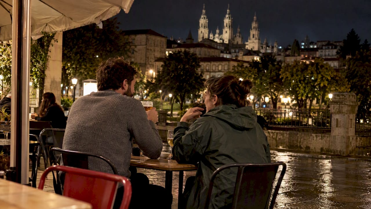 Terraza nocturna cerca del Parque de la Alameda